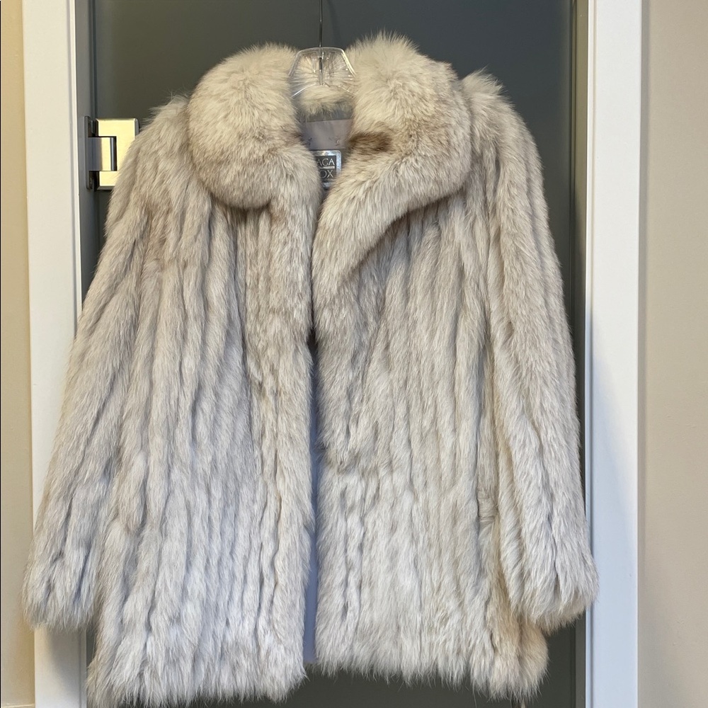 Elegant Cream Authentic Saga Furs, Fox Fur Coat (price now firm)
